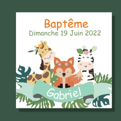 Etiquette dragées cadeaux savane