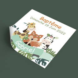 Etiquette dragées cadeaux savane