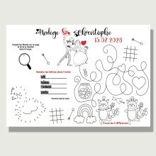 Set de table jeux et coloriage mariage