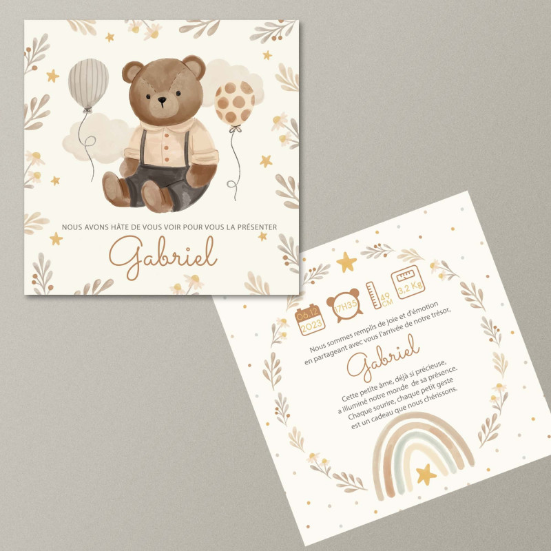 Faire-Part Naissance "Peluches Câlines"