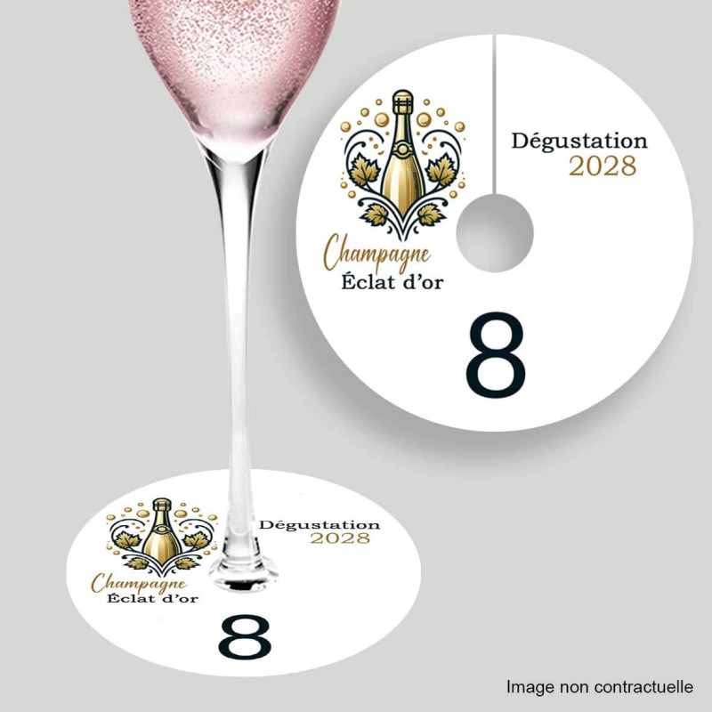 Marque-verre collerette dégustation champagne – Personnalisable