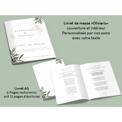 Livret de Messe Mariage Personnalisé - Oliviers