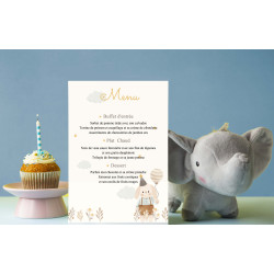 Carte de Menu Personnalisée Peluches Câlines