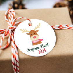 Étiquette ou stickers Cadeau de Noël Personnalisée – Renne Joyeux
