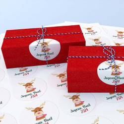 Étiquette ou stickers Cadeau de Noël Personnalisée – Renne Joyeux