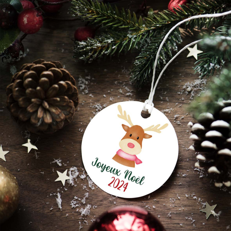 Étiquette ou stickers Cadeau de Noël Personnalisée – Renne Joyeux