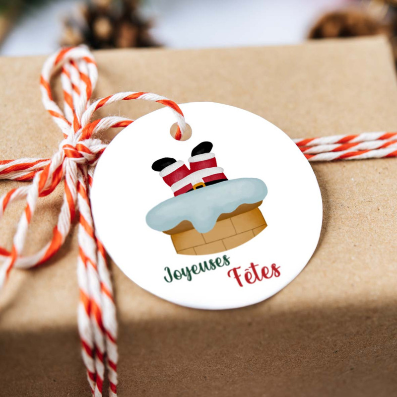 Étiquette ou stickers Cadeau de Noël Personnalisée – Dans la cheminée