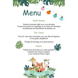 Carte de Menu Personnalisée Savane