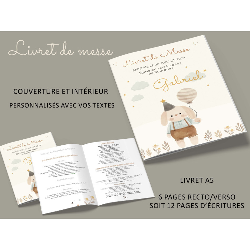Livret de messe Baptême "Peluches Câlines"