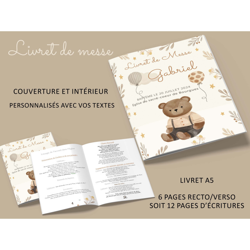 Livret de messe Baptême "Peluches Câlines"