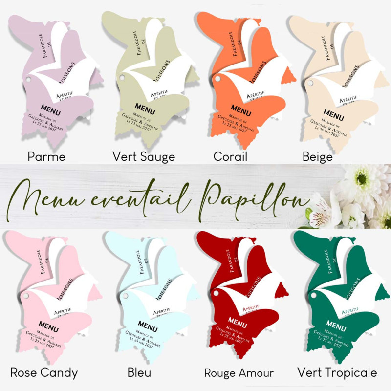 Menu Éventail Papillon