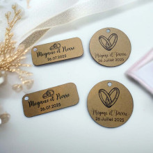 Étiquette kraft dragées mariage – Motif alliances, rond ou rectangle