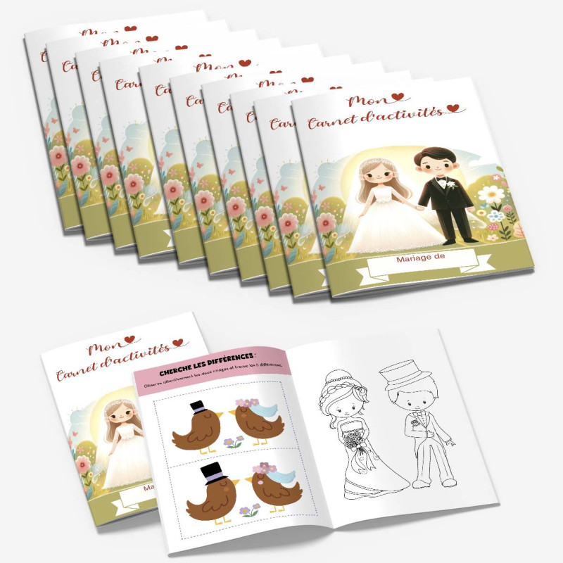 10 Livrets Jeux & Coloriages Mariage