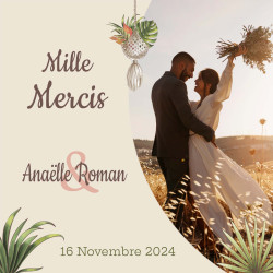 Carte de remerciement personnalisée – Collection Boho