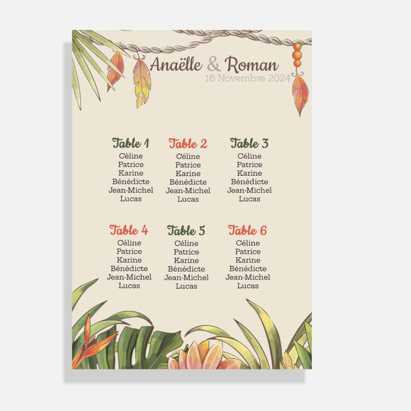 Plan de Table Mariage - Boho