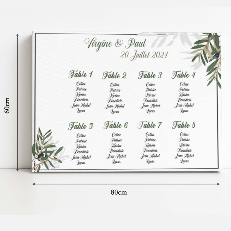 Plan de Table Mariage - Rameaux d'Olivier