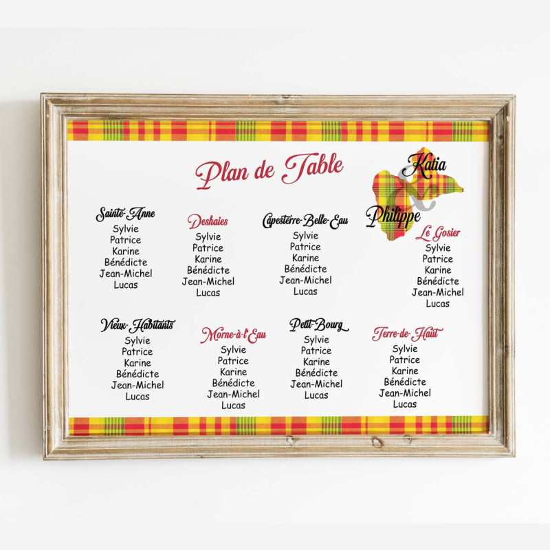 Plan de table Madras rouge – Guadeloupe