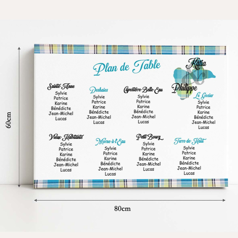 Plan de table Madras bleu – Guadeloupe