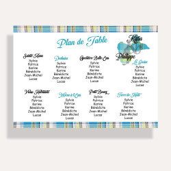 Plan de table Madras bleu – Guadeloupe