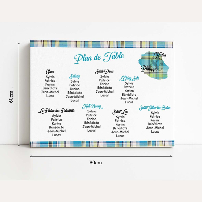 Plan de table Madras bleu – La Réunion