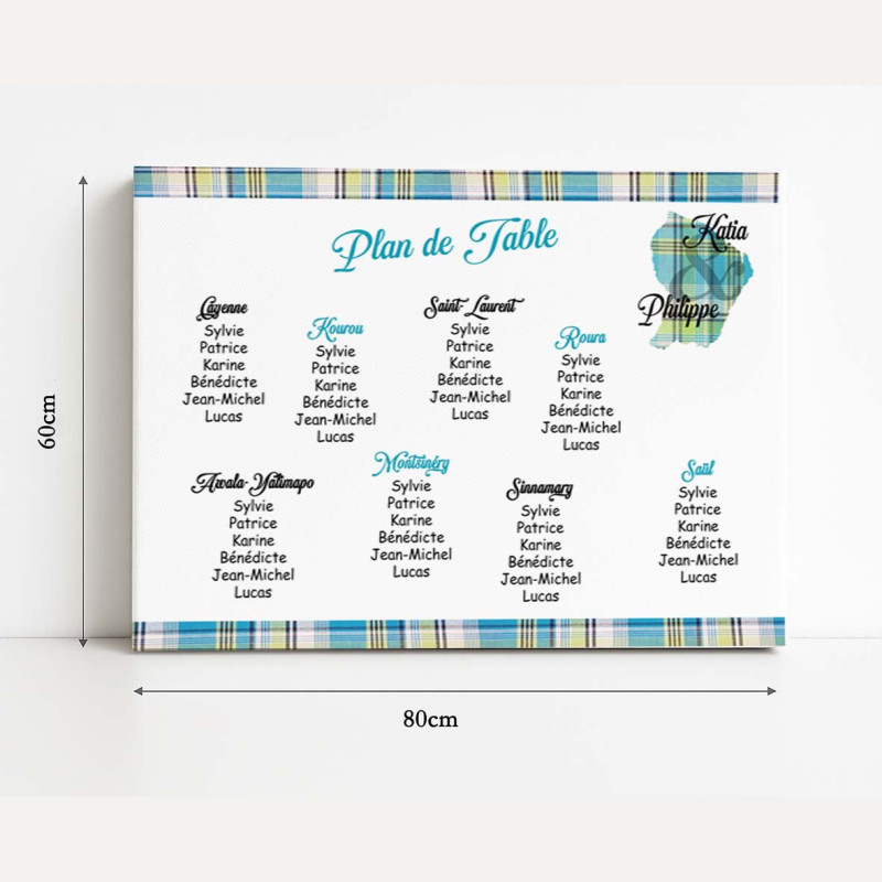 Plan de table Madras bleu – Guyane