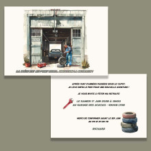 Invitation départ retraite mécanicien – Carte garage personnalisée