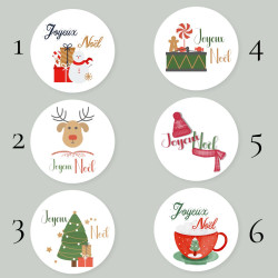 Étiquettes cadeaux Noël – 6 modèles au choix (perforées ou autocollantes)