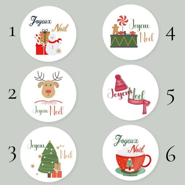 Étiquettes cadeaux Noël – 6 modèles au choix (perforées ou autocollantes)