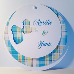 Faire-part mariage rond Madras – Guadeloupe