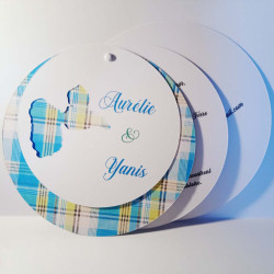 Faire-part mariage rond Madras – Guadeloupe