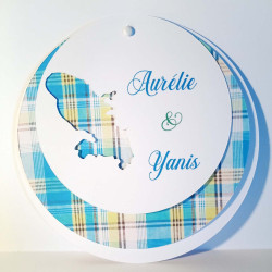 Faire-part mariage rond Madras – Martinique