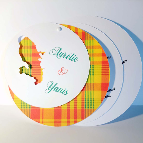 Faire-part mariage rond Madras – Martinique