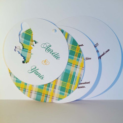 Faire-part mariage rond Madras – Martinique