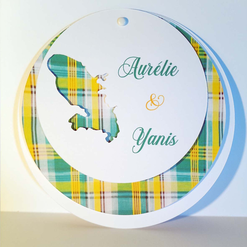 Faire-part mariage rond Madras – Martinique