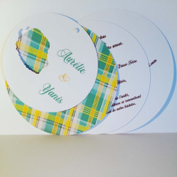 Faire-part mariage rond Madras – La Réunion