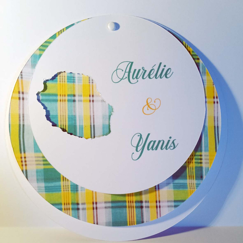 Faire-part mariage rond Madras – La Réunion
