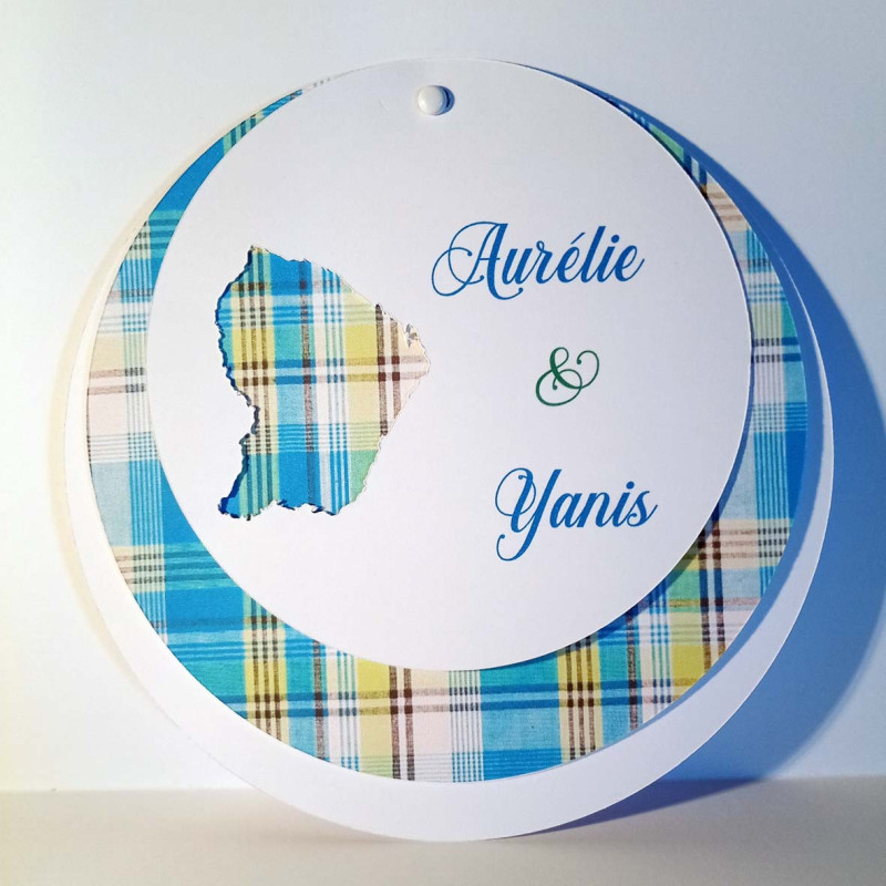 Faire-part mariage rond Madras – Guyane