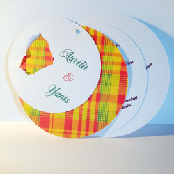 Faire-part mariage rond Madras – Guyane