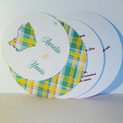 Faire-part mariage rond Madras – Guyane