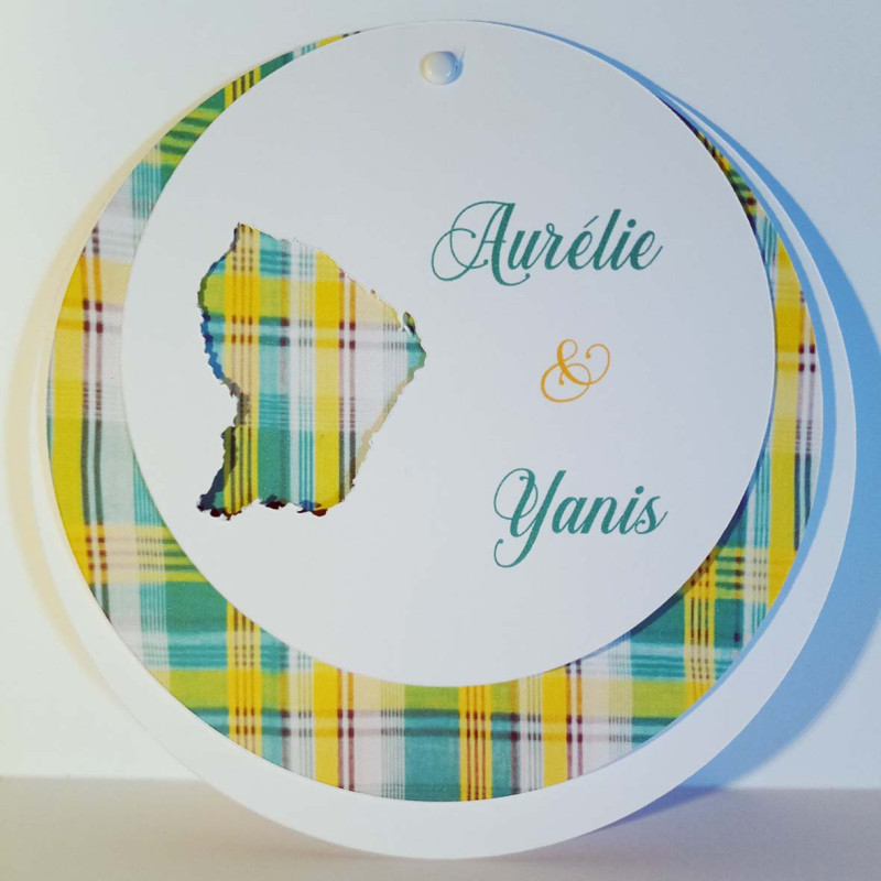 Faire-part mariage rond Madras – Guyane