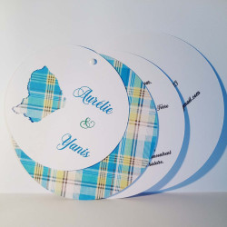 Faire-part mariage rond Madras – Guyane