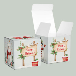 Boîte cadeau Noël personnalisée – Panneau Bois & Ours