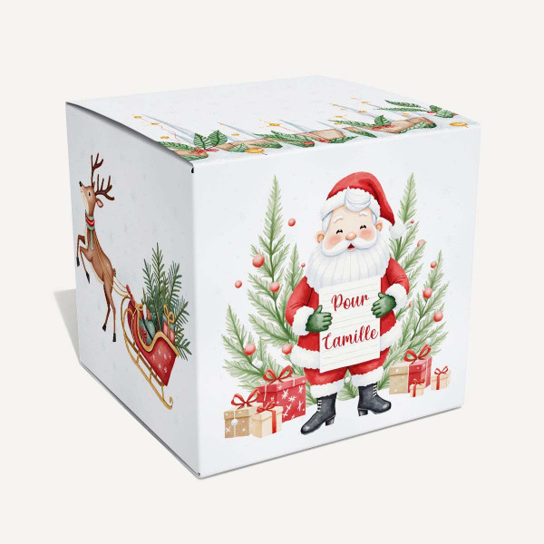 Boîte cadeau de Noël personnalisée – Modèle Père Noël & traîneau