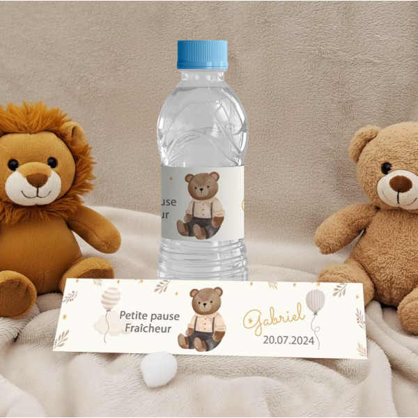Étiquette bouteille d’eau – Collection Peluche Câlines