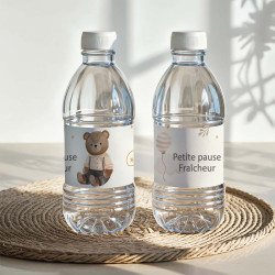 Étiquette bouteille d’eau – Collection Peluche Câlines