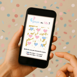 Carte virtuelle à gratter – Révélation de genre fille • Morpion cœurs