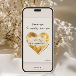 Carte virtuelle à gratter – Cœur doré Veux-tu être ma témoin ?