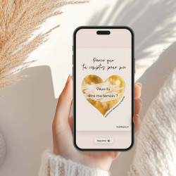 Carte virtuelle à gratter – Cœur doré Veux-tu être ma témoin ?