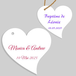 Étiquette dragées personnalisée cœur – Mariage & baptême
