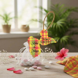 Étiquette carte Guadeloupe 971 Madras Rouge